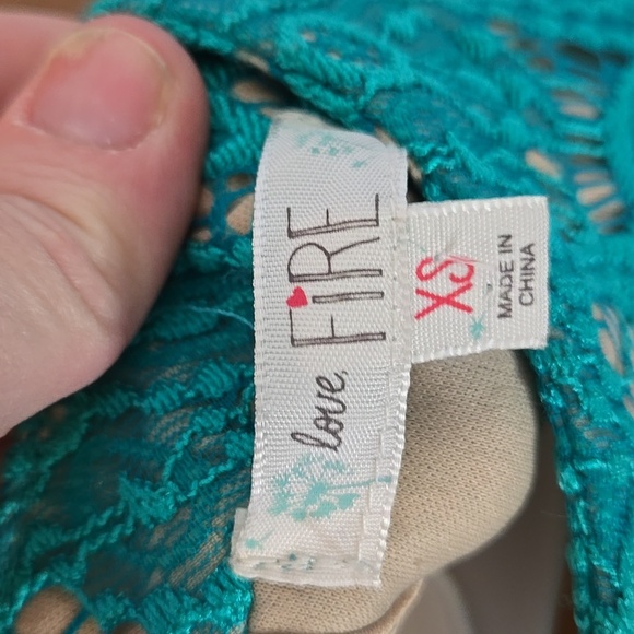 Lace Turquoise Blue Dress - Picture 2 of 5